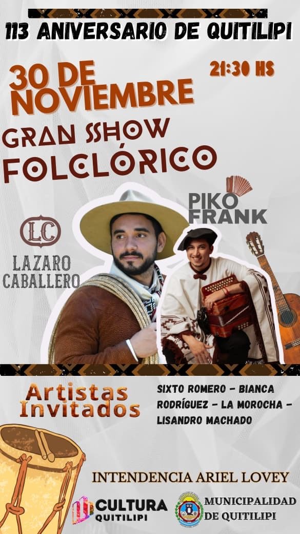 Quitilipi celebra su 113° Aniversario con tres días de actividades culturales, protocolares y artísticas